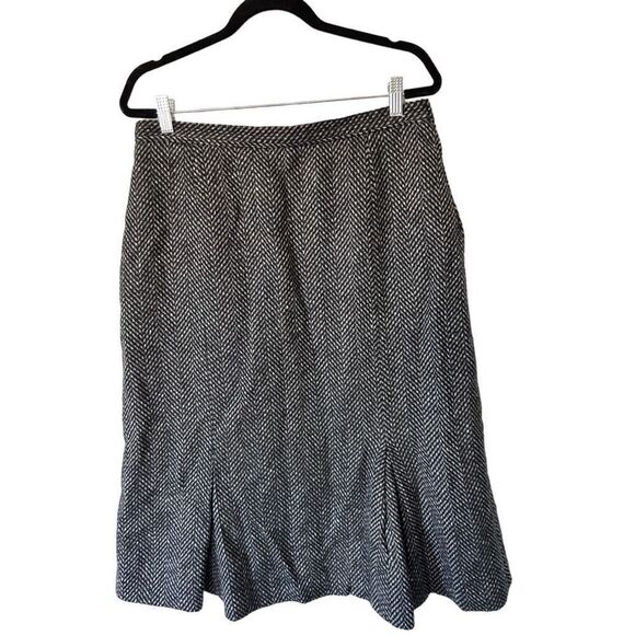 St. Michael Brown Black 100% Wool Pleated Midi Skirt Size 14/16 XL - Picture 1 of 16